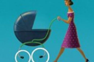 lady with stroller graphics